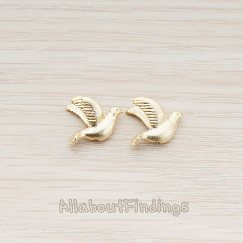 BD.010 // Mini Sparrow Dove Bird Metal Bead, 2 Pc