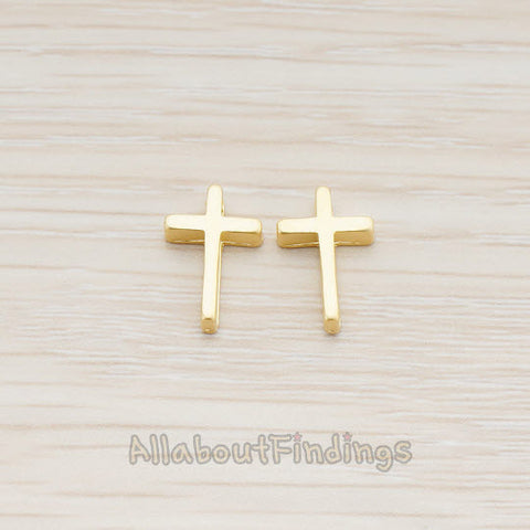 BD.013 //  Mini Cross Metal Bead Pendant, 2 Pc