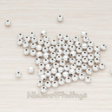 BD.023 // Matte Original Rhodium Plated 4mm Small Ball Metal Bead, 20 Pc