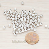 BD.023 // Matte Original Rhodium Plated 4mm Small Ball Metal Bead, 20 Pc