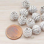 BD.026-02 // Large Rope Textured Metal Bead, 2 Pc