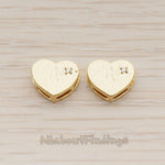 BD.031 // Cubic Setting Heart Metal Bead, 2 Pc