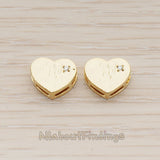 BD.031 // Cubic Setting Heart Metal Bead, 2 Pc