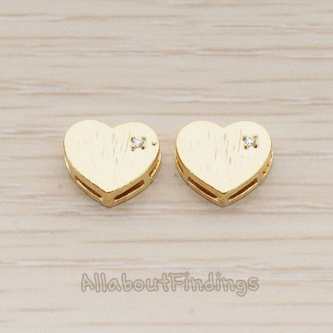 BD.031 // Cubic Setting Heart Metal Bead, 2 Pc