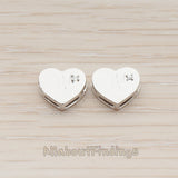 BD.031 // Cubic Setting Heart Metal Bead, 2 Pc