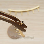 BD.042 // Glossy Gold Plated Curved Round Tube with Prongs Metal Bead Charm, 1 Pc