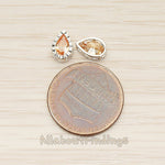 BD.043 // Teardrop Shaped Cubic with Textured Framed Metal Bead Charm, 1 Pc