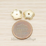 BD.045 // Hammered Five Petal Flower Metal Bead Cap, 4 Pc