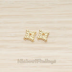 BD.046 // Dotted Mini Square Metal Bead Caps Spacer, 6 Pc