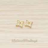 BD.046 // Dotted Mini Square Metal Bead Caps Spacer, 6 Pc