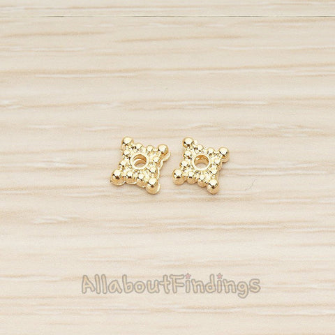 BD.046 // Dotted Mini Square Metal Bead Caps Spacer, 6 Pc