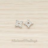 BD.046 // Dotted Mini Square Metal Bead Caps Spacer, 6 Pc