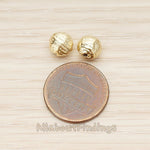 BD.047-01 // Round Textured Ball 7mm Metal Bead Charm, 4 Pc