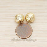 BD.047-02 // Round Textured Ball 10mm Metal Bead Charm, 2 Pc