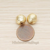 BD.047-02 // Round Textured Ball 10mm Metal Bead Charm, 2 Pc