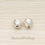 BD.047-02 // Round Textured Ball 10mm Metal Bead Charm, 2 Pc