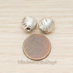 BD.047-02 // Round Textured Ball 10mm Metal Bead Charm, 2 Pc