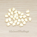 BD.052 // Flattened 7mm Heart Metal Bead Charm Pendant, 4 Pc