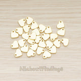 BD.052 // Flattened 7mm Heart Metal Bead Charm Pendant, 4 Pc