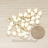 BD.052 // Flattened 7mm Heart Metal Bead Charm Pendant, 4 Pc