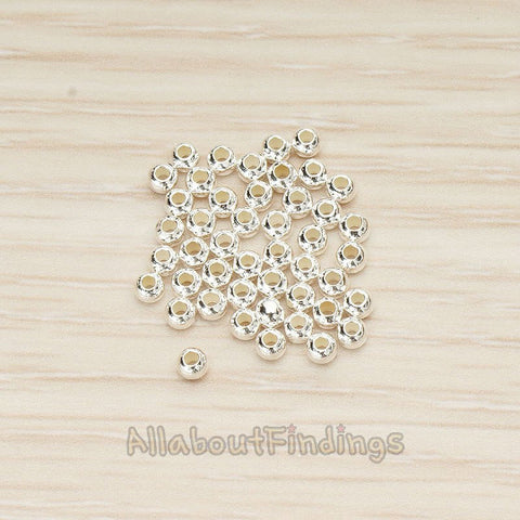 BD.053-01-R // 925 Silver 2.5mm Metal Seed Bead Spacer Charm, 6 Pc