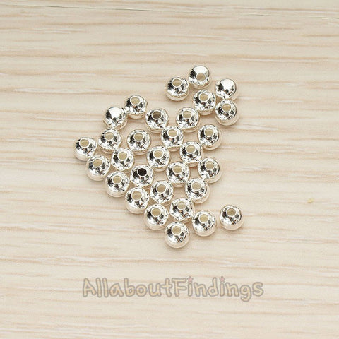 BD.053-02 // 925 Silver 4mm Metal Seed Bead Spacer Charm, 6 Pc