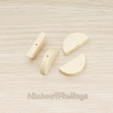 BD.063 // Wood Half Moon Beads Charm, 4 Pc