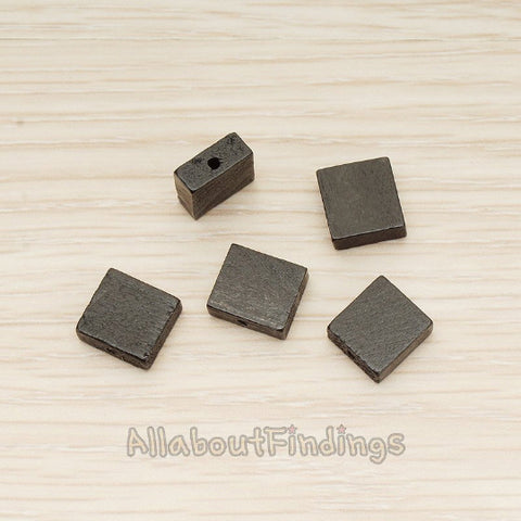 BD.064 // Wood Square Beads Charm, 4 Pc