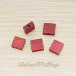 BD.064 // Wood Square Beads Charm, 4 Pc