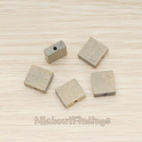 BD.064 // Wood Square Beads Charm, 4 Pc