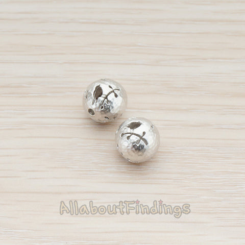 BD.944 // Bird Silhouette Ball Metal Bead, 2 Pc