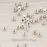 BD.956 // 925 Sterling Silver 6 mm Ball Metal Bead, 4 Pc