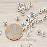 BD.956 // 925 Sterling Silver 6 mm Ball Metal Bead, 4 Pc