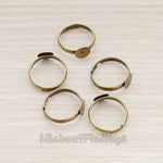 BA.0002 // Antique Brass Plated 8 mm Pad Adjustable Ring, 6 Pc