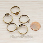 BA.0002 // Antique Brass Plated 8 mm Pad Adjustable Ring, 6 Pc