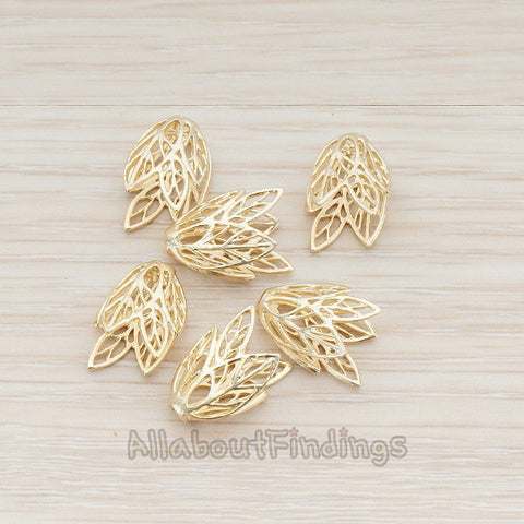 BA.196 // Delicate Leaves Bead Cap, 4 Pc