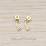 BSC.242 // Cubic Setting Mini Daisy Flower Earnut Findings, 2 Pc