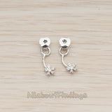 BSC.242 // Cubic Setting Mini Daisy Flower Earnut Findings, 2 Pc