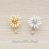 BSC.242 // Cubic Setting Mini Daisy Flower Earnut Findings, 2 Pc