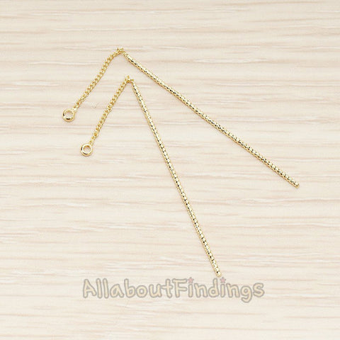 BA.268 // Chain Linked Thin Textured Tube Bar Pendant Ear Findings, 2Pc