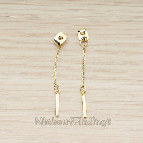 BA.274 // Butterfly Earnuts with Chained Mini Bar Earring Components Findings , 2 Pc