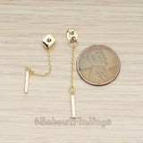 BA.274 // Butterfly Earnuts with Chained Mini Bar Earring Components Findings , 2 Pc