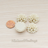 CB.003 // Big Mum Flower Flat Back Cabochon, 4 Pc