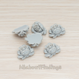 CB.100 // Full Bloom Rose Flower Flat Back Cabochon, 4 Pc