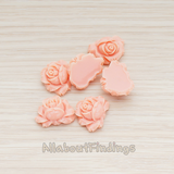 CB.100 // Full Bloom Rose Flower Flat Back Cabochon, 4 Pc