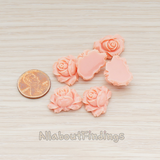 CB.100 // Full Bloom Rose Flower Flat Back Cabochon, 4 Pc