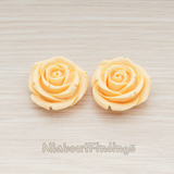 CB.152 // Chunky Rose Flower Flat Back Cabochon, 2 Pc