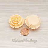 CB.152 // Chunky Rose Flower Flat Back Cabochon, 2 Pc