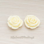 CB.152 // Chunky Rose Flower Flat Back Cabochon, 2 Pc