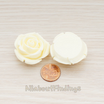 CB.152 // Chunky Rose Flower Flat Back Cabochon, 2 Pc